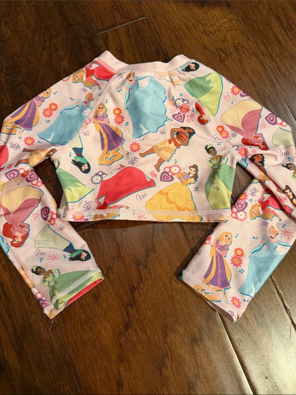 Disney Pink Multi-Color Princess Long-Sleeve Rashguard Swim Set